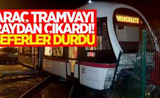 Samsun'da araç tramvayı raydan çıkardı! Seferler durdu