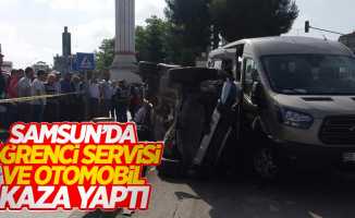 Samsun'da öğrenci servisi ve otomobil kaza yaptı