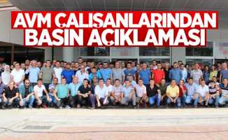 Samsun'da AVM çalışanları basın açıklaması yaptı