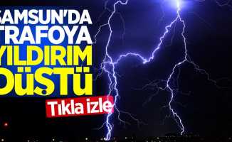 Samsun'da elektrik trafosuna yıldırım düştü