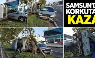 Samsun'da korkutan kaza: Otomobil ile kamyonet çarpıştı