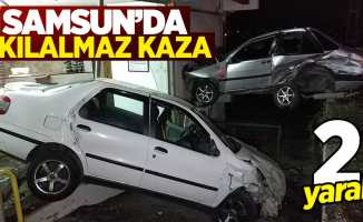 Samsun'da otomobil lokantaya girdi: 2 yaralı