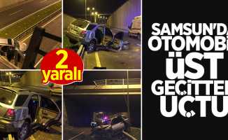 Samsun'da otomobil üst geçitten uçtu: 2 yaralı