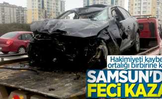 Samsun'da feci kaza! Müdür ve şoförü yaralandı