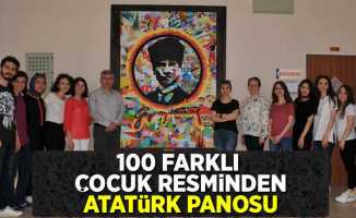 100 farklı çocuk resminden Atatürk panosu