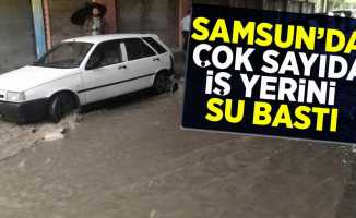 Samsun'da Çok Sayıda İş Yerini Su Bastı