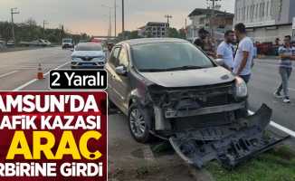 Samsun'da trafik kazası 3 araç birbirine girdi