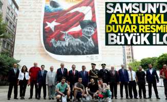 Samsun'da Atatürklü duvar resmine büyük ilgi
