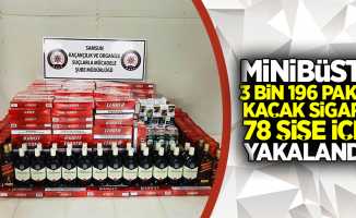 Minibüste 3 bin 196 paket kaçak sigara ve 78 şişe içki yakalandı!
