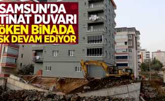 Samsun'da istinat duvarı çöken binada risk devam ediyor
