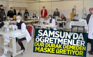Samsun'da öğretmenler dur durak demeden maske üretiyor