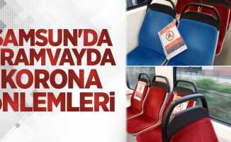 Samsun'da tramvayda korona önlemleri