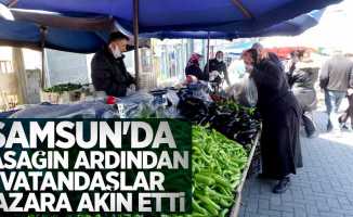 Samsun'da yasağın ardından vatandaşlar pazara akın etti 