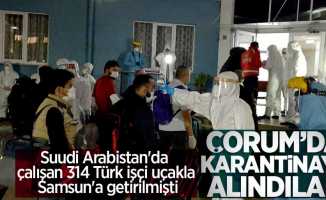 Uçakla Samsun'a getirilen Türk işçiler Çorum'da karantinaya aldını