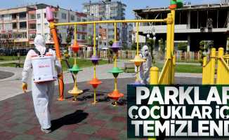 Samsun'da parklar çocuklar için temizlendi