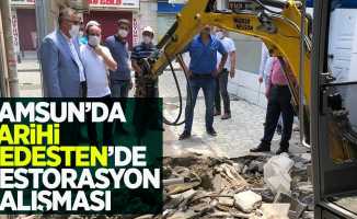 Samsun'da Tarihi Bedesten'de restorasyon çalışması