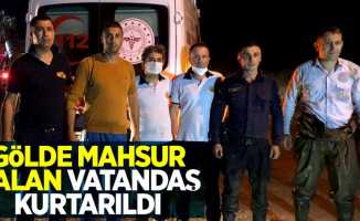 Samsun'da gölde mahsur kalan vatandaş kurtarıldı