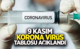 9 Kasım korona virüs tablosu açıklandı