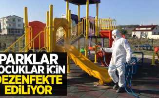 Parklar çocuklar için dezenfekte ediliyor