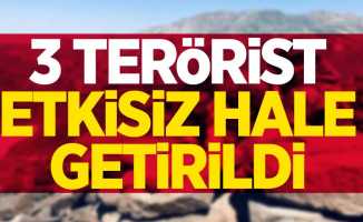 Milli Savunma Bakanlığı: 3 PKK YPG'li Terörist Etkisiz Hale Getirildi
