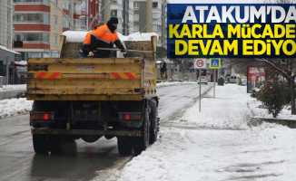 Atakum'da karla mücadele devam ediyor 