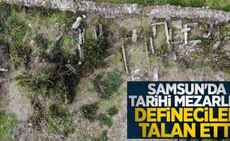 Samsun'da tarihi mezarlığı defineciler talan etti