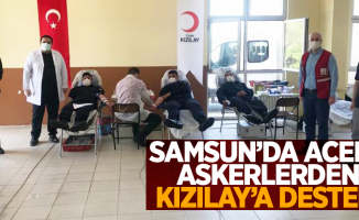 Samsun'da acemi askerlerden Kızılay'a destek
