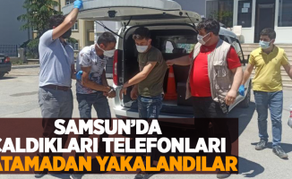 Samsun'da çaldıkları telefonları satamadan yakalandılar
