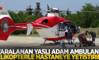 Samsun'da yaralanan yaşlı adam ambulans helikopterle hastaneye yetiştirildi
