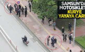 Samsun'da motosikletli kurye yayaya çarptı