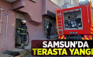 Samsun'da terasta yangın