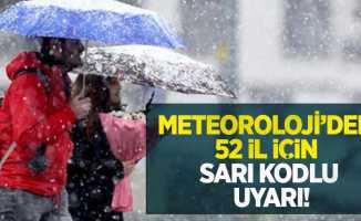 Meteoroloji'den 52 il için sarı kodlu uyarı