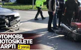 Otomobil motosiklete çarptı: 2 yaralı 