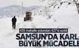 Samsun'da karla büyük mücadele: 435 mahalle yolundan 427'si açıldı