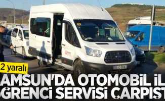 Samsun'da otomobil ile öğrenci servisi çarpıştı: 2 yaralı