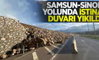Samsun-Sinop yolunda istinat duvarı yıkıldı