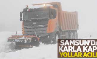 Samsun'da karla kaplı yollar açıldı