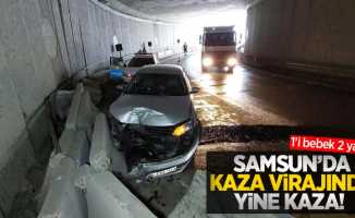 Samsun'da kaza virajında yine kaza: 1'i bebek 2 yaralı