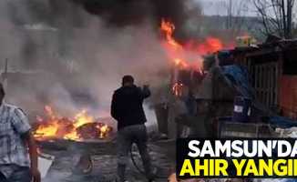 Samsun'da ahır yangını
