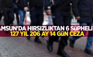 Samsun'da hırsızlıktan 6 şüpheliye 127 yıl 206 ay 14 gün ceza
