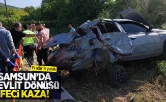 Samsun'da mevlit dönüşü feci kaza: 1'i ağır 4 yaralı