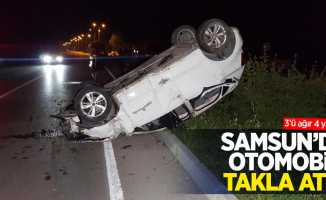Samsun'da otomobil takla attı: 3'ü ağır 4 yaralı