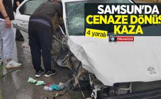 Samsun'da cenaze dönüşü kaza: 4 yaralı