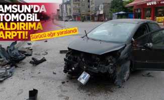 Samsun'da otomobil kaldırıma çarptı! Sürücü ağır yaralandı