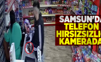 Samsun'da Telefon Çalan Genç Güvenlik Kamerasından Kaçamadı!