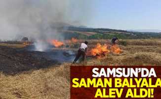 Bafra'da Saman Balyaları Alev Aldı! Ormanlık Alana Sıçramadan Söndürüldü!
