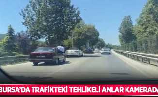 Bursa’da trafikteki tehlikeli anlar kameralarda