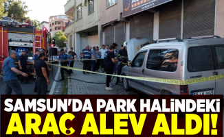 Samsun'da Park Halindeki Araç Alev Aldı!