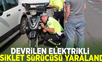 Devrilen Elektrikli Bisiklet Sürücüsü Yaralandı!