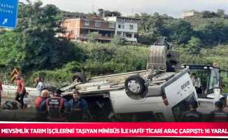 Mevsimlik tarım işçilerini taşıyan minibüs ile hafif ticari araç çarpıştı: 16 yaralı
